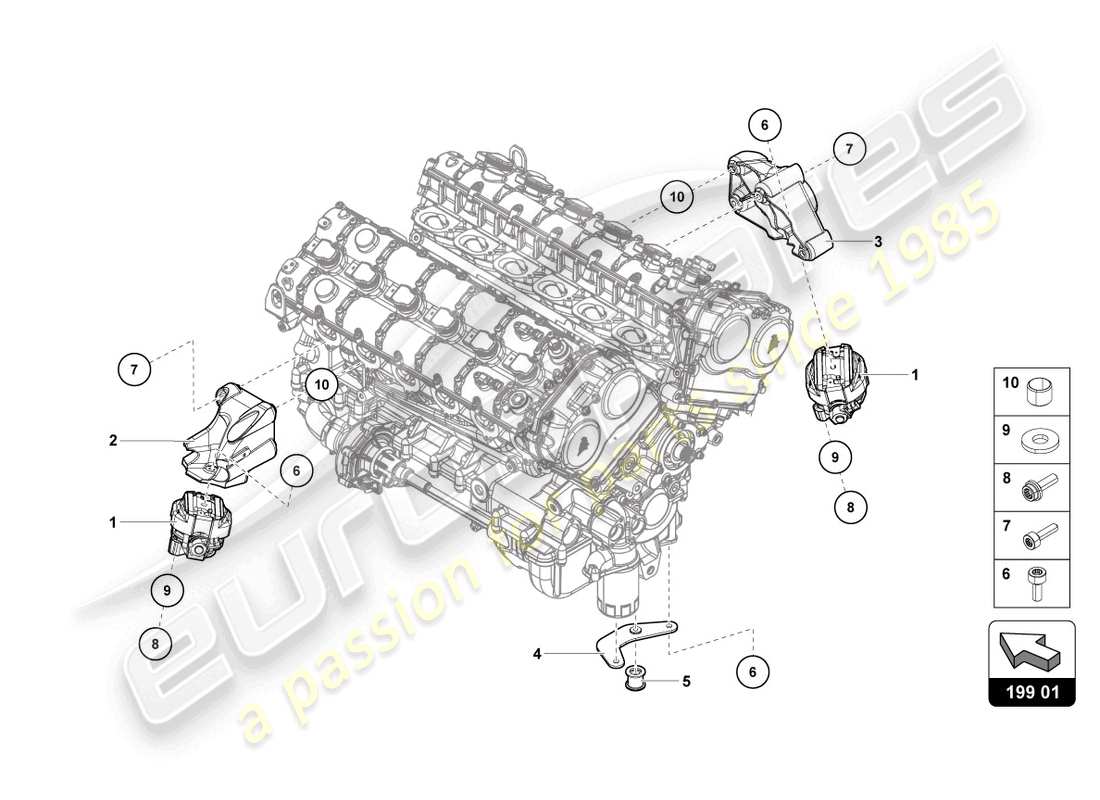 lamborghini countach lpi 800-4 (2022) fijación de piezas para el motor diagrama de piezas