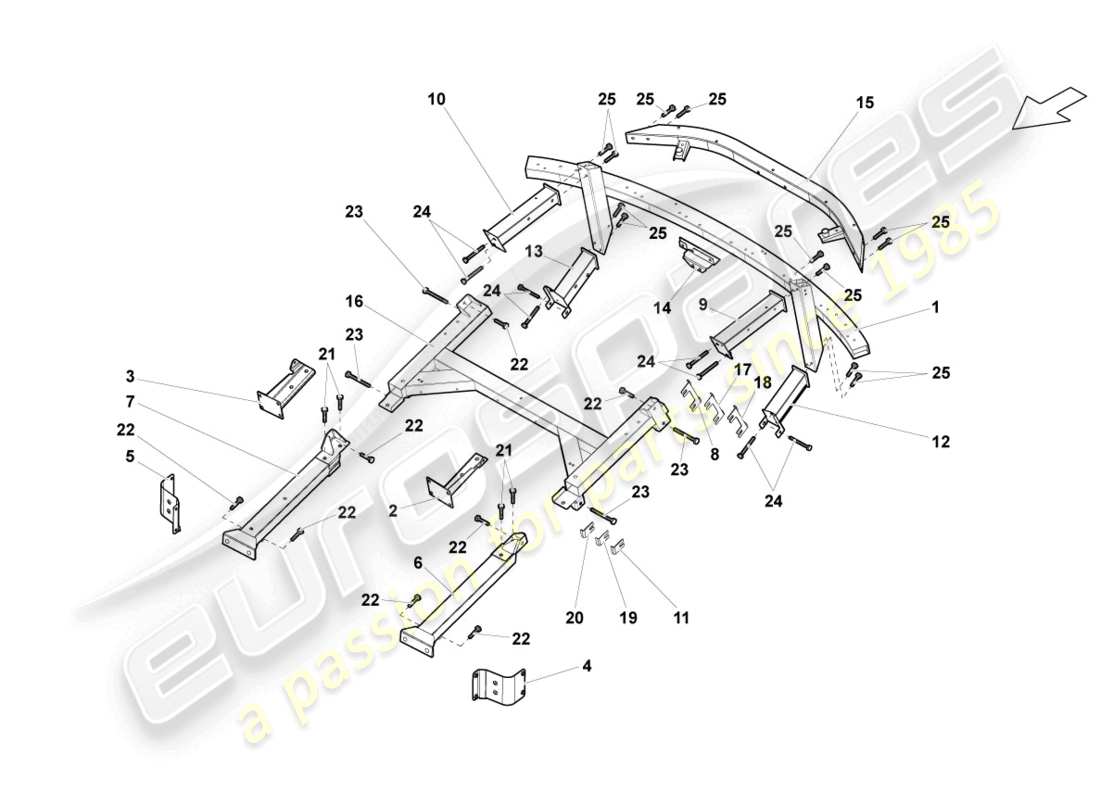 lamborghini gallardo coupe (2004) lateral parte trasera diagrama de pieza trasero