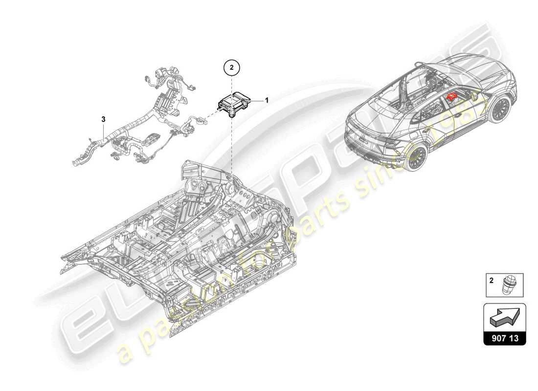 lamborghini urus performante (2023) unidad de control para chasis diagrama de piezas