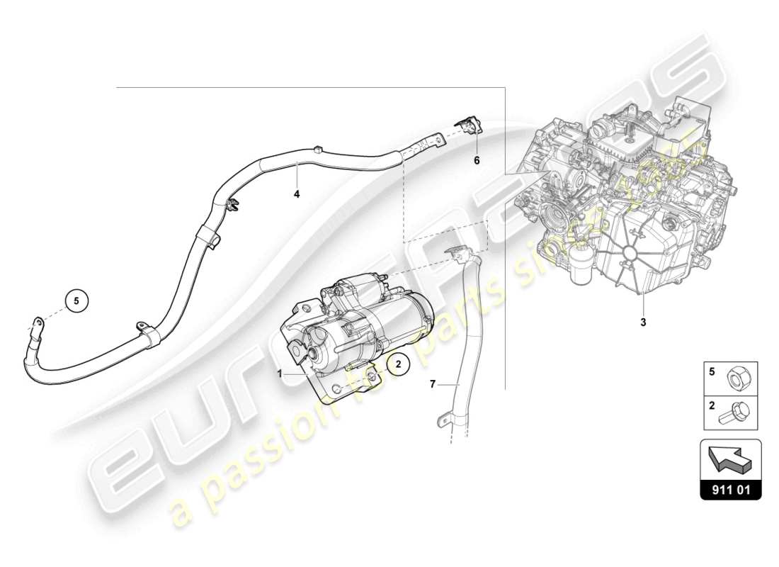 lamborghini tecnica (2023) diagrama de piezas del arranque