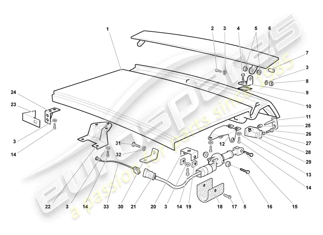 lamborghini murcielago coupe (2005) rear lid diagrama de piezas