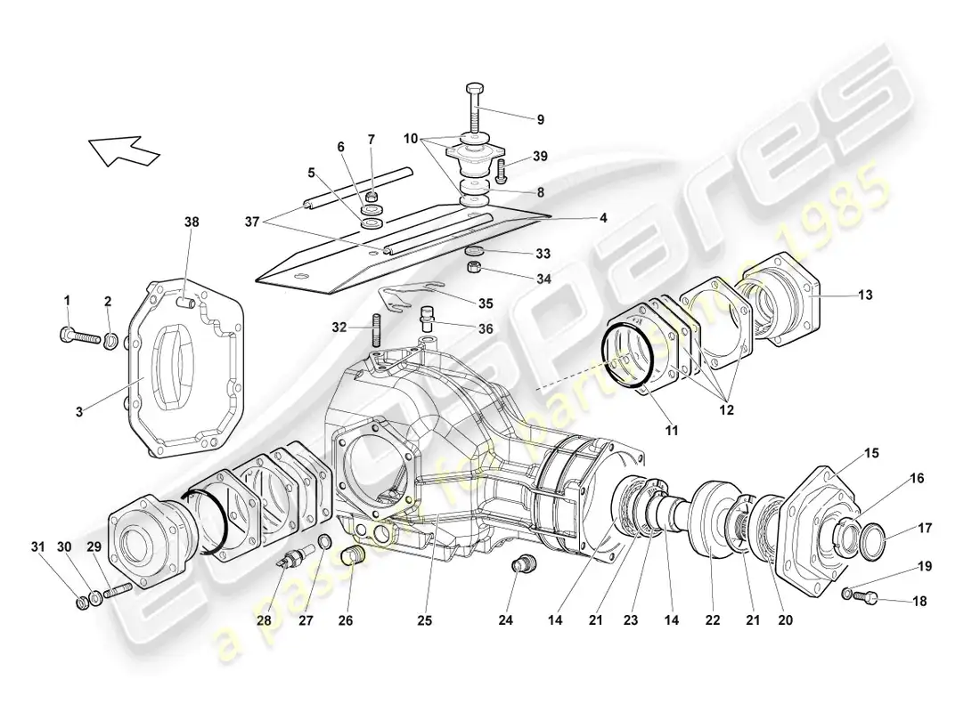 lamborghini murcielago coupe (2002) vivienda para diferencial diagrama de piezas