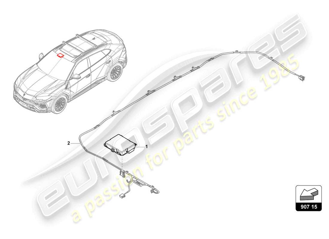 lamborghini urus performante (2023) unidad de control para mandos del techo corredizo eléctrico esquema de piezas