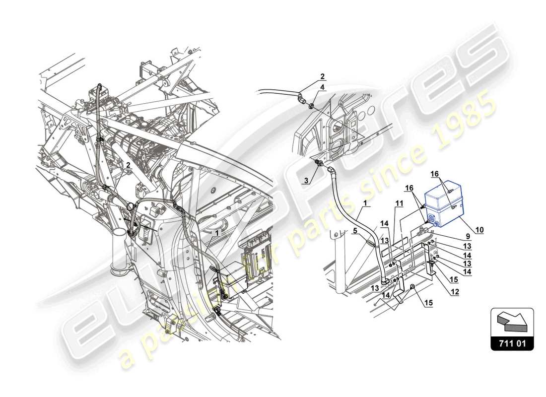 lamborghini 2018 (gt3 evo) diagrama de piezas del cambiador de engranajes neumático