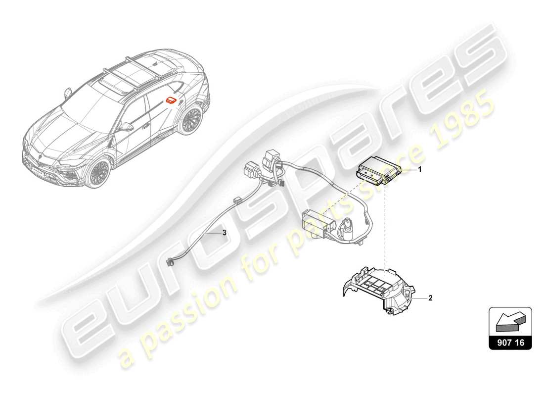 lamborghini urus performante (2023) unidad de control para bomba de combustible diagrama de piezas