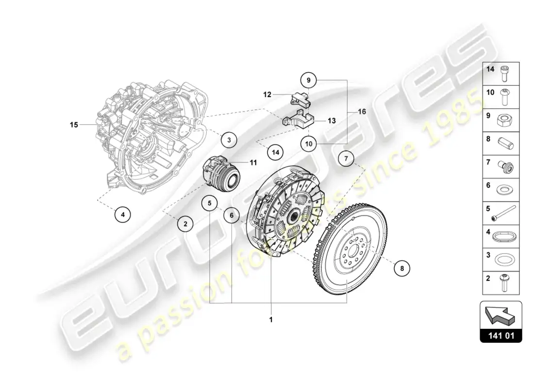 lamborghini sian (2021) embrague diagrama de piezas