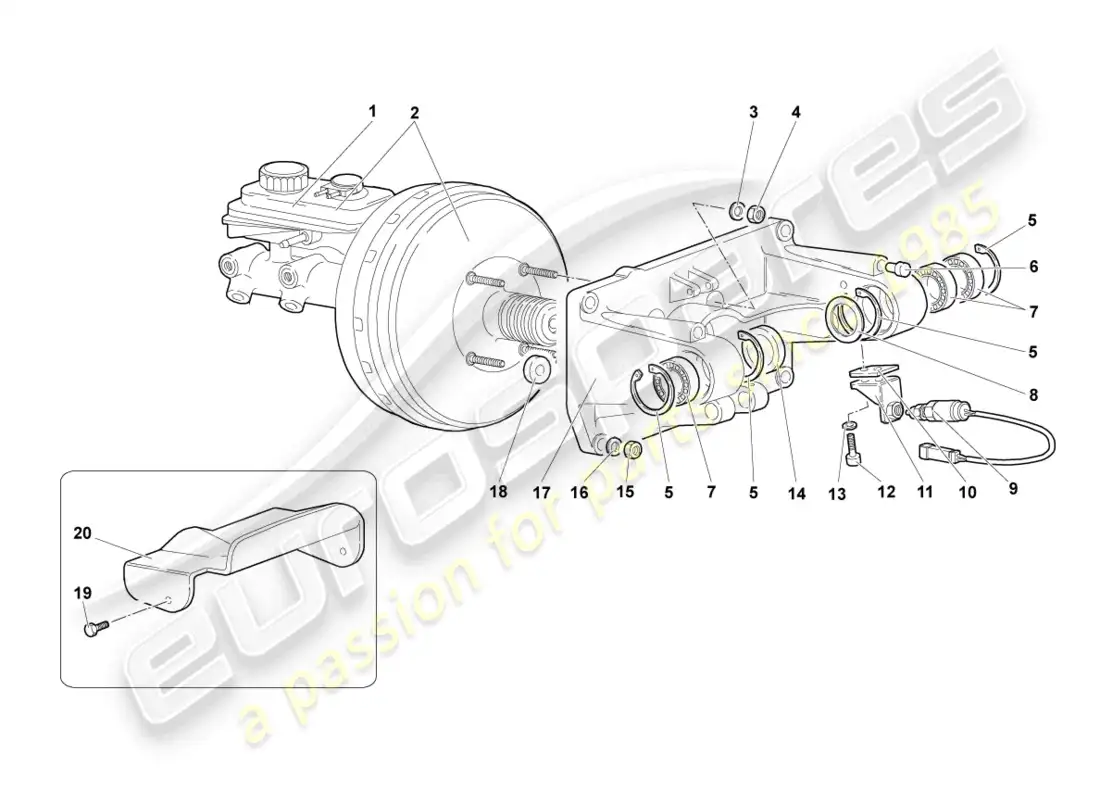 lamborghini murcielago coupe (2003) servo freno lhd diagrama de piezas