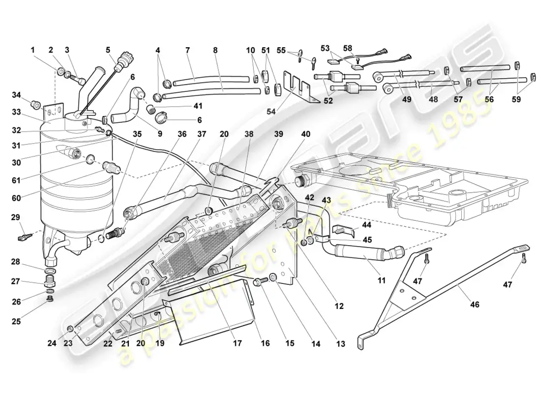 lamborghini murcielago roadster (2006) enfriador de aceite diagrama de piezas