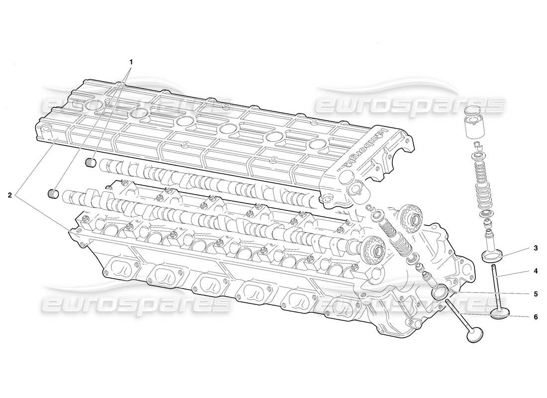 lamborghini diablo se30 (1995) diagrama de piezas de la culata derecha (válido para ee. uu., 1995 de enero)