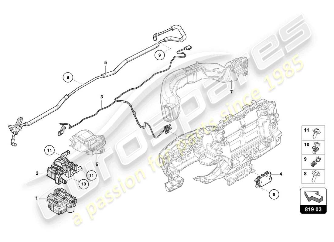 lamborghini urus performante (2023) diagrama de piezas del dispensador de aroma