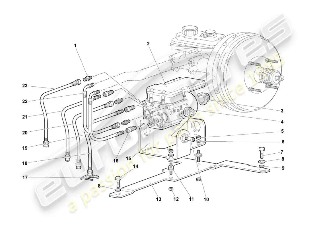lamborghini murcielago coupe (2006) sistema de freno antibloqueo -abdominales- diagrama de piezas