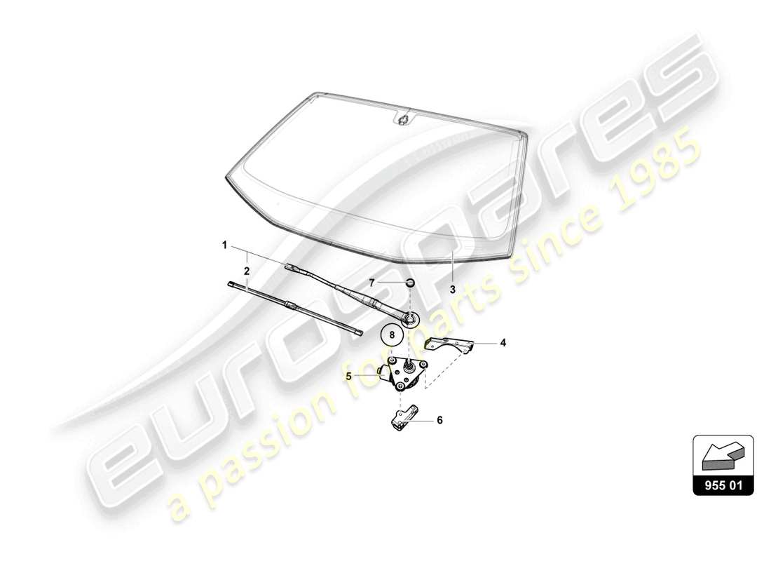 lamborghini super trofeo evo 2 (2022) diagrama de piezas del limpiaparabrisas