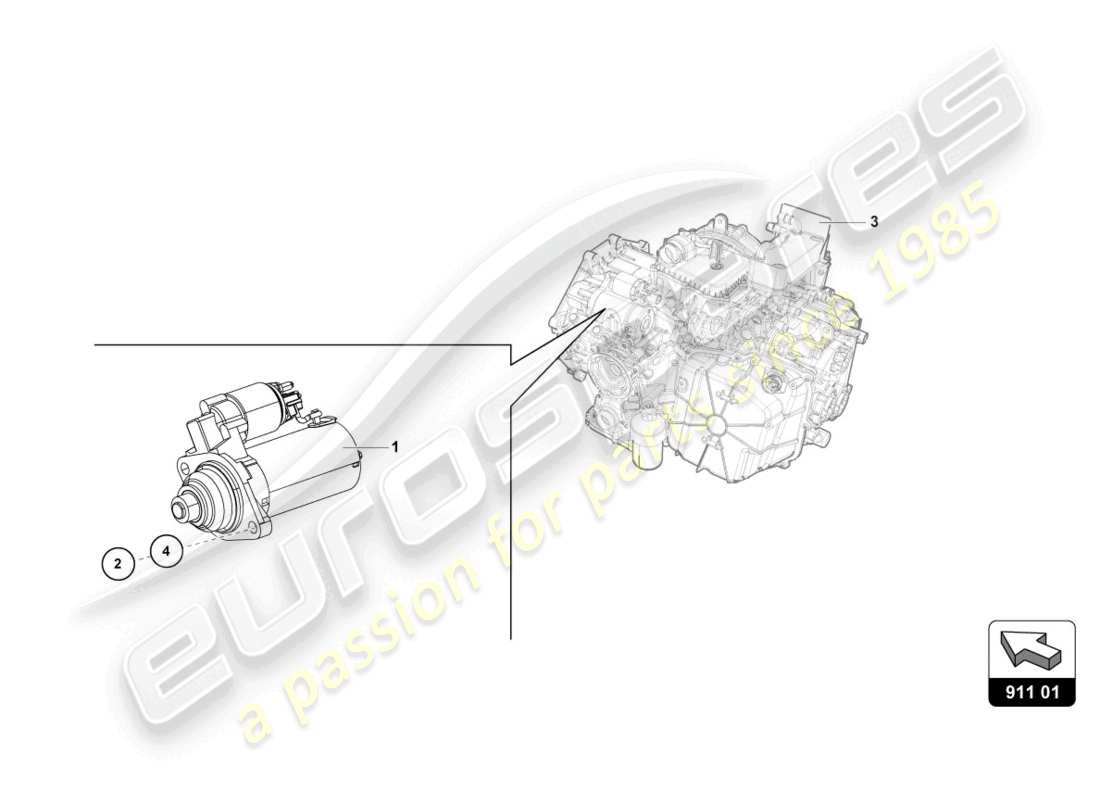 lamborghini super trofeo evo 2 (2022) diagrama de piezas del arranque