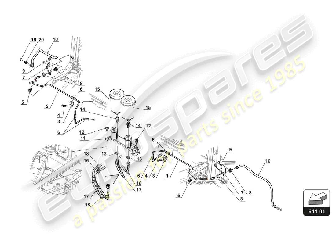 lamborghini gt3 (2017) diagrama de piezas del tanque de líquido de frenos