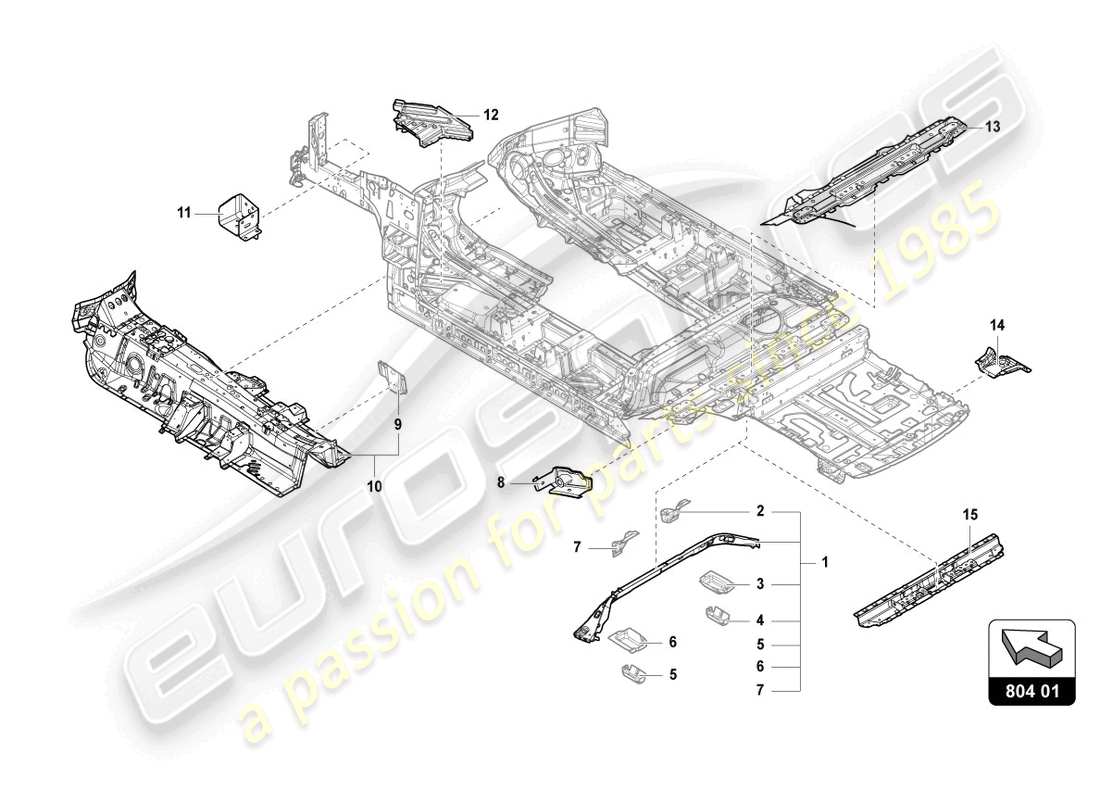 lamborghini urus (2021) diagrama de piezas de la parte de abajo