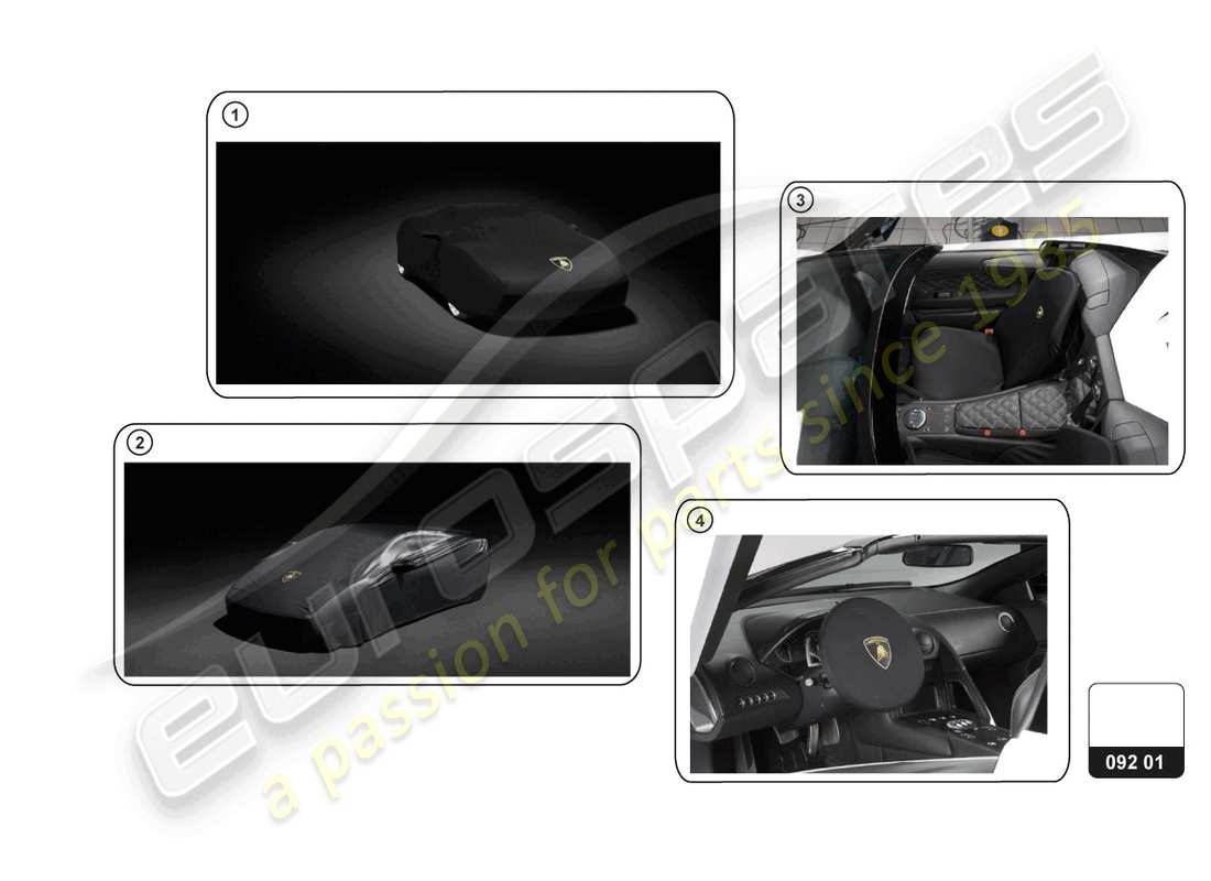 lamborghini huracan sto (accessories) diagrama de piezas del juego de protector