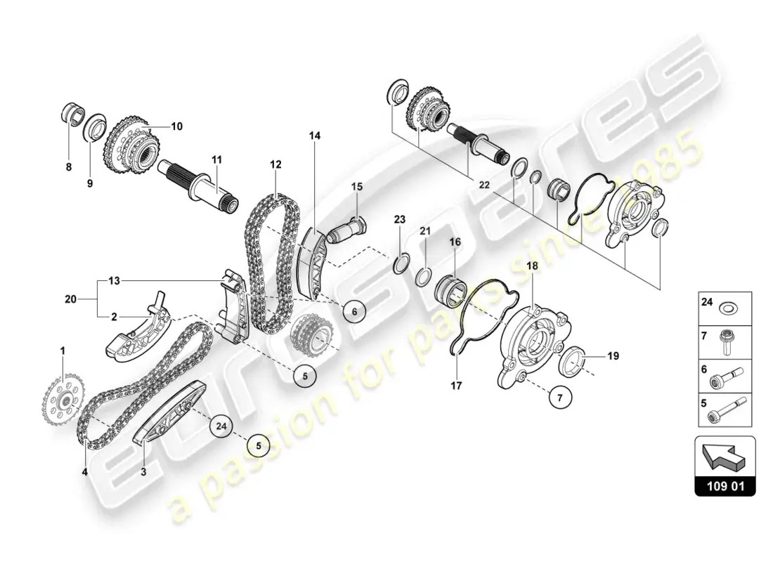 lamborghini lp700-4 coupe (2013) cadena de distribución diagrama de piezas