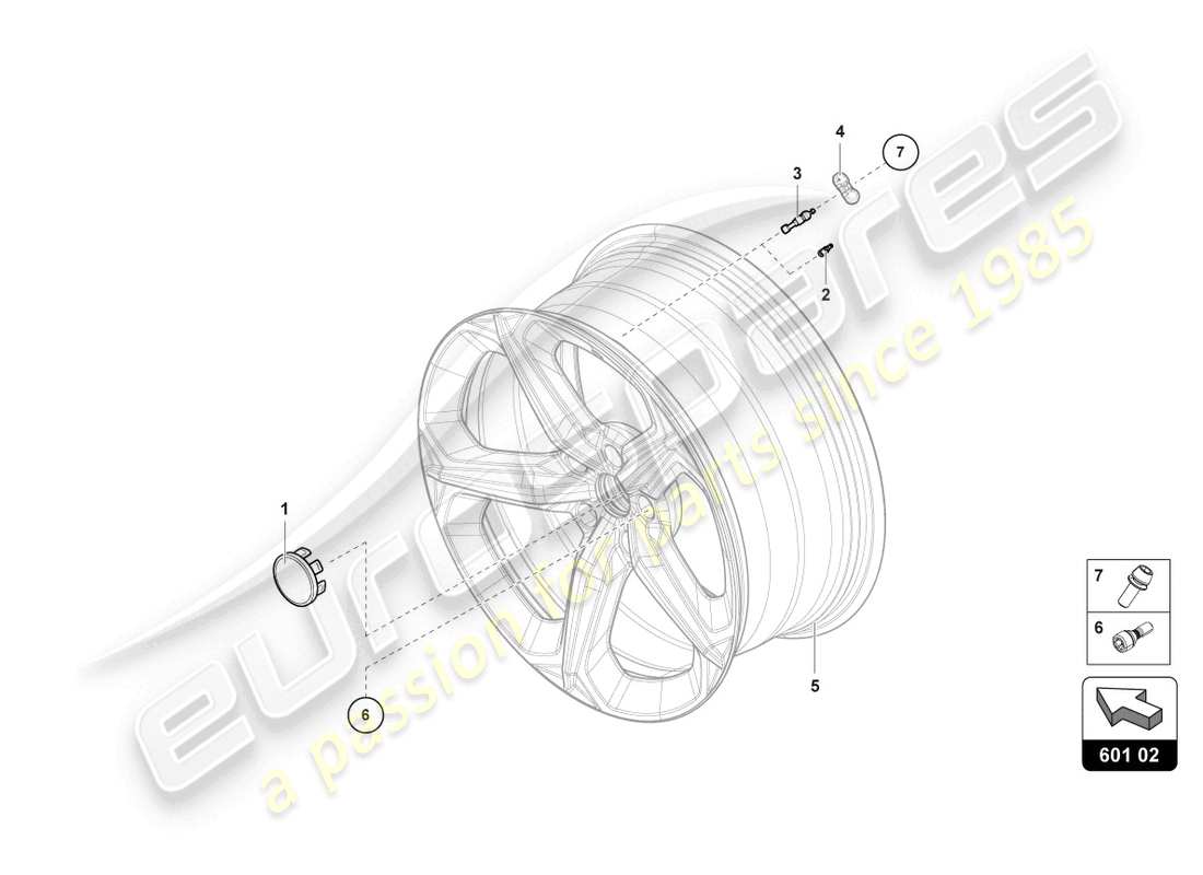 lamborghini urus (2022) diagrama de piezas del sensor de presión de neumáticos