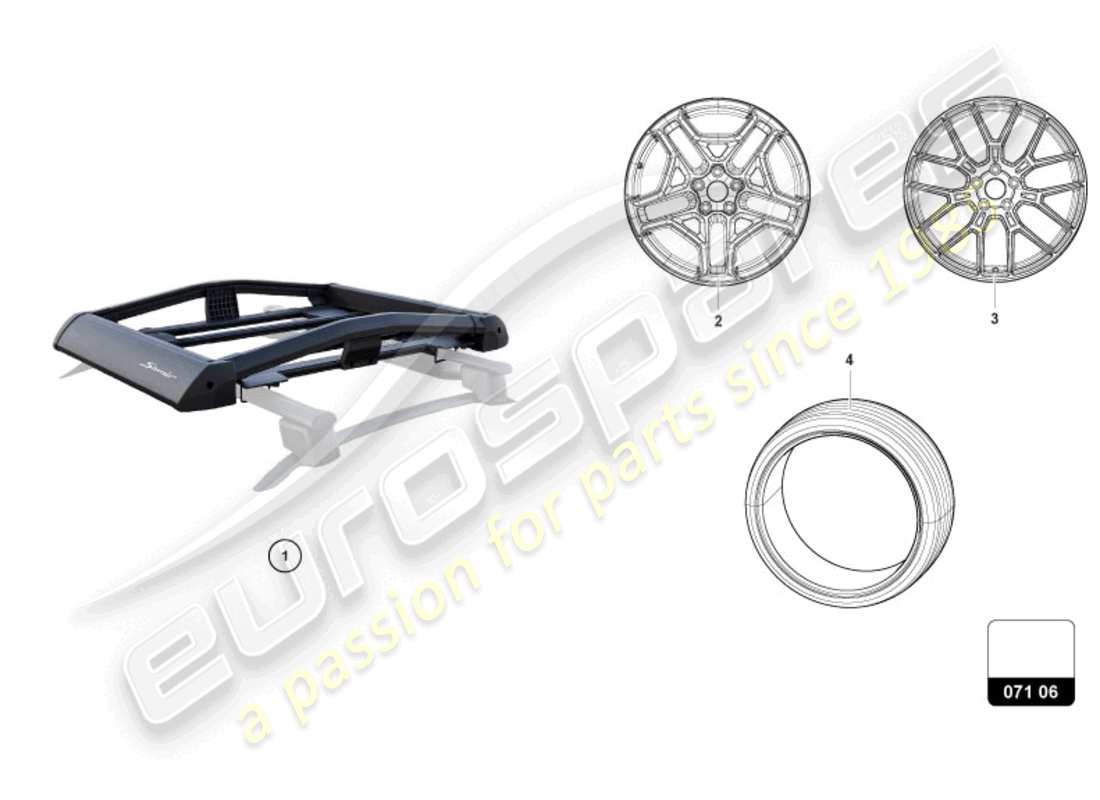 lamborghini huracan sterrato (accessories) diagrama de piezas del sistema de portaequipajes de techo