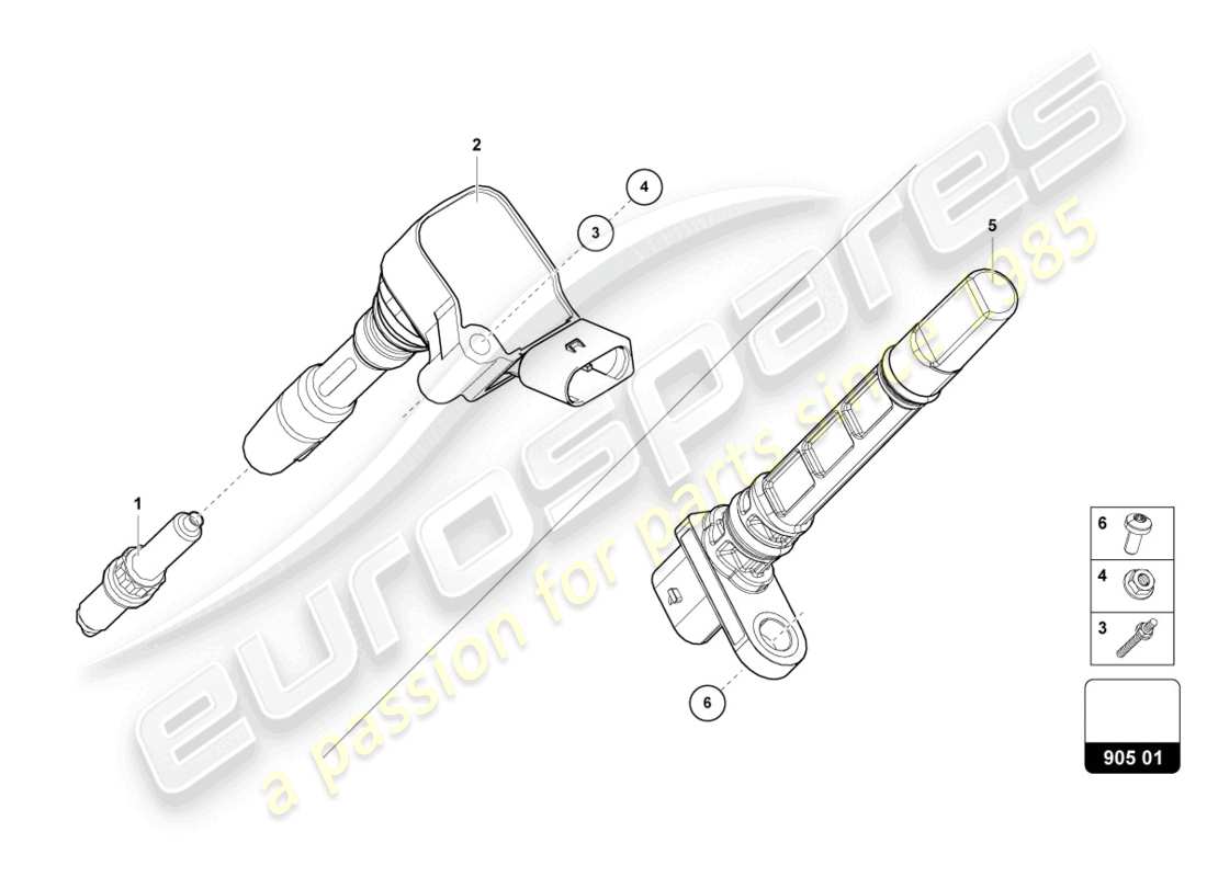 lamborghini urus (2021) bobina de encendido con conector de bujía diagrama de piezas