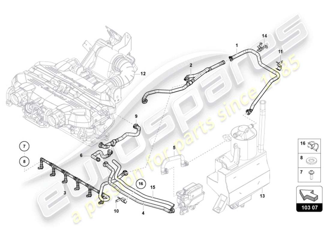 lamborghini 2022 (ultimae) ventilación para tapa de culata de vin cla00325 diagrama de piezas