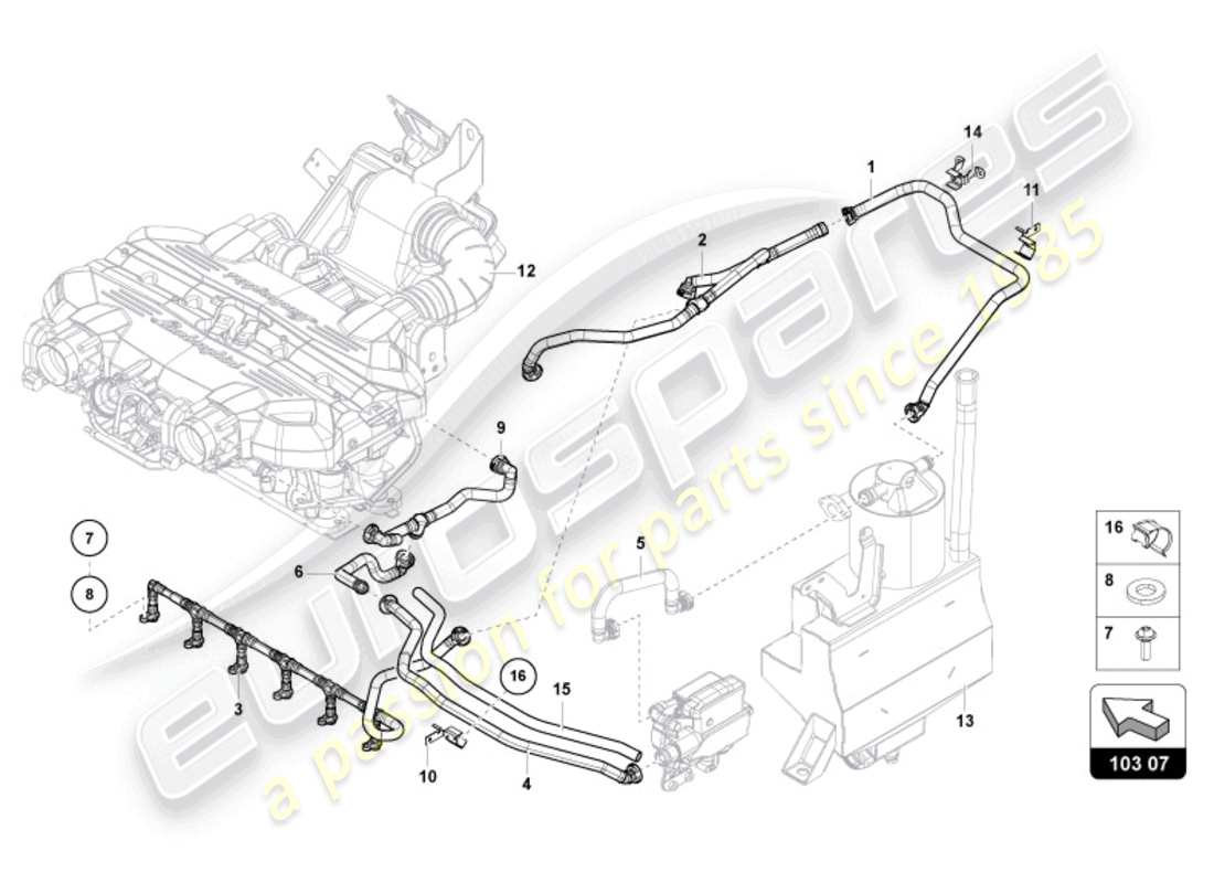 lamborghini ultimae (2022) ventilación para tapa de culata de vin cla00325 diagrama de piezas