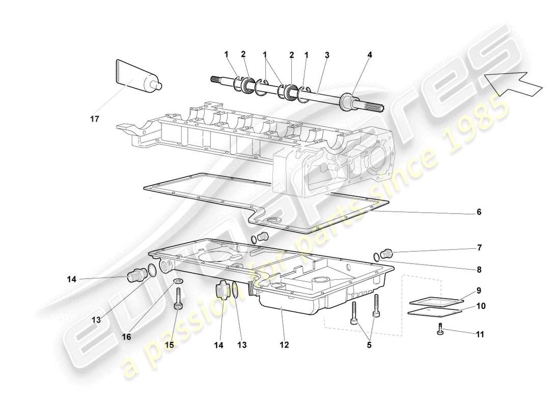 lamborghini reventon diagrama de piezas del cárter de aceite