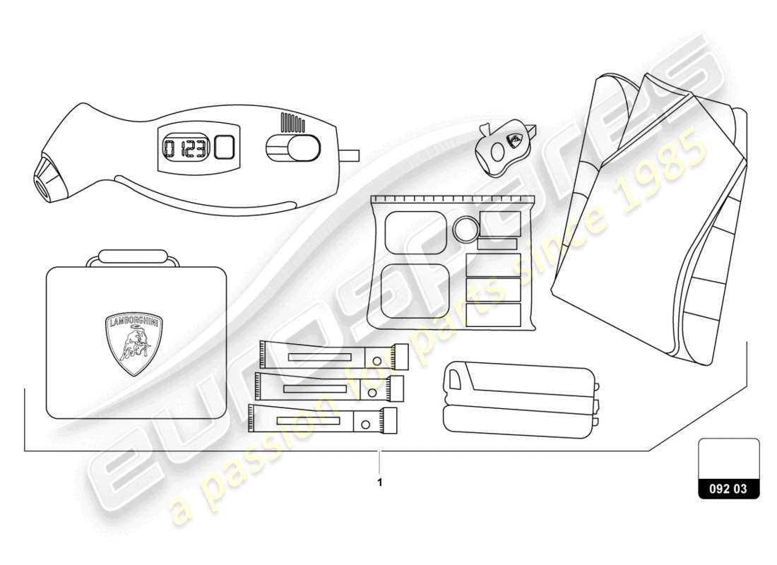 lamborghini urus s (accessories) diagrama de piezas del equipo de seguridad