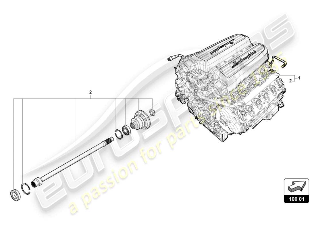 lamborghini evo spyder (2024) diagrama de piezas del motor