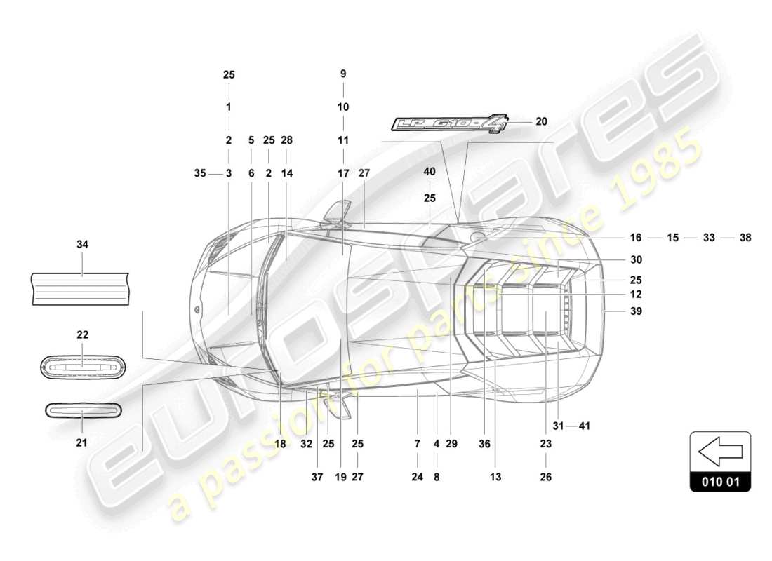 lamborghini 2023 (tecnica) inscripciones/letras diagrama de piezas