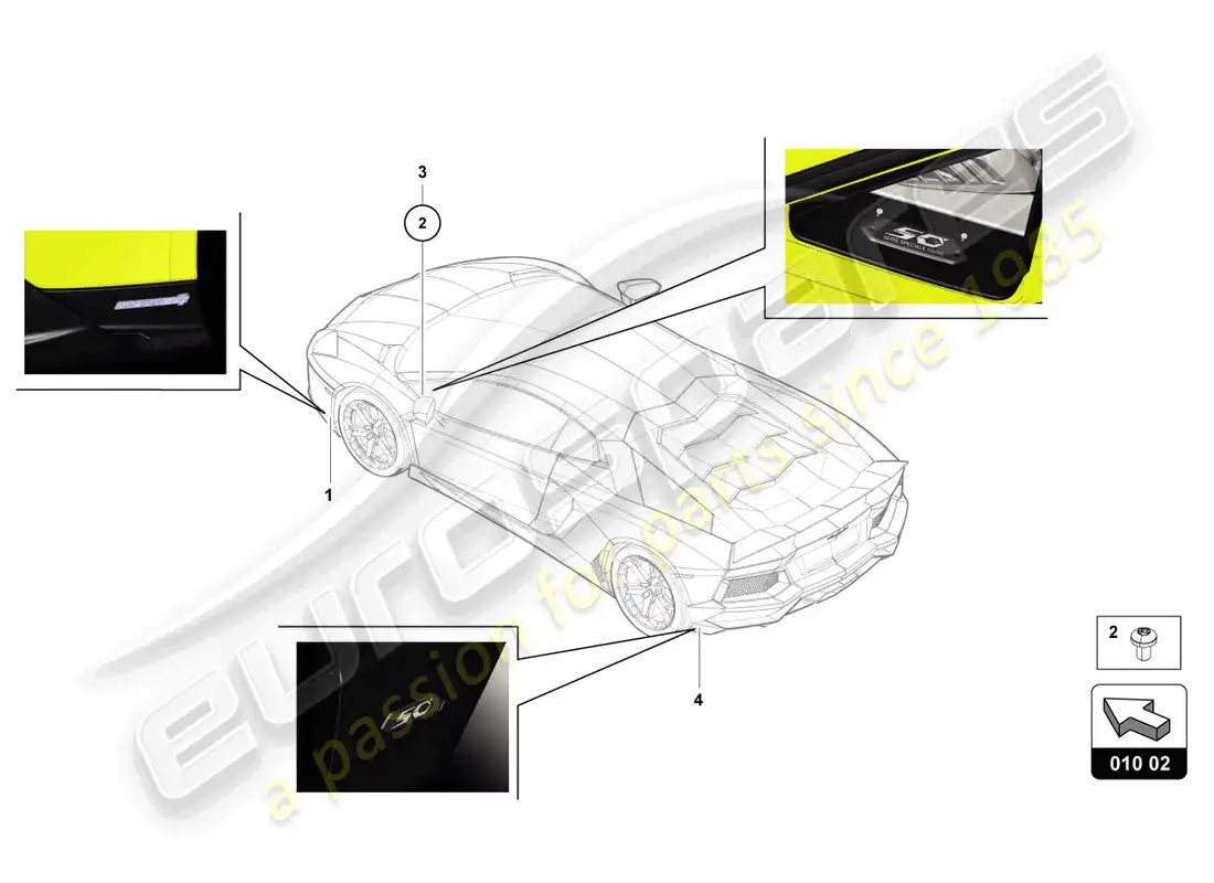 lamborghini lp720-4 roadster 50 (2014) placas tipo diagrama de piezas