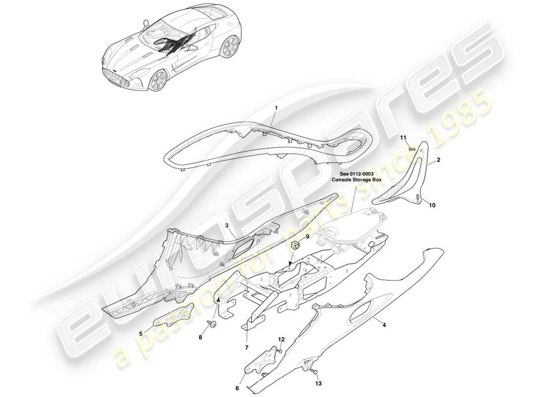 aston martin one-77 (2011) pila central diagrama de piezas