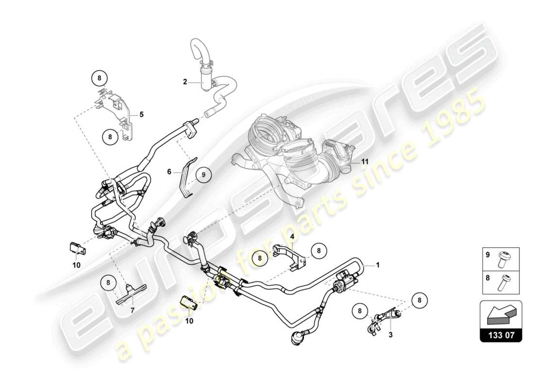 lamborghini urus (2021) línea de suministro de combustible 4.0 ltr. diagrama de piezas