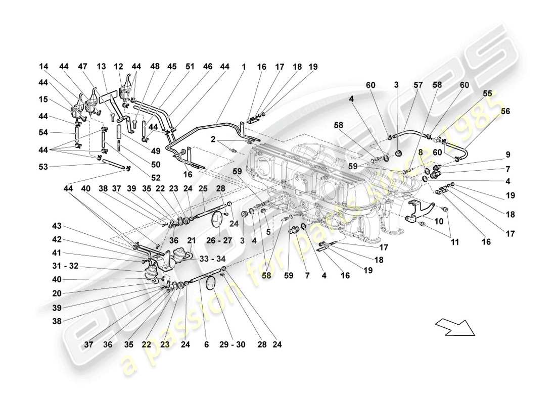 un diagrama de piezas del catálogo de piezas lamborghini lp640 coupe (2010)