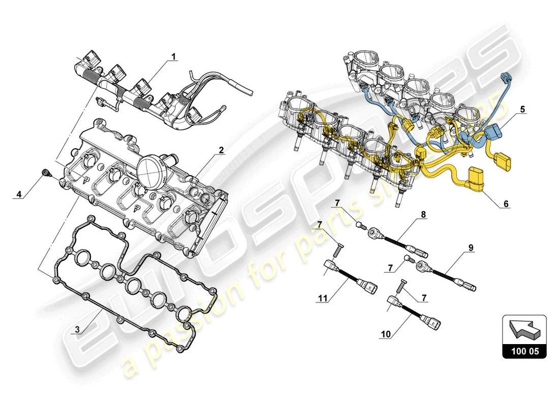 lamborghini gt3 evo (2018) diagrama de piezas de inyección de combustible