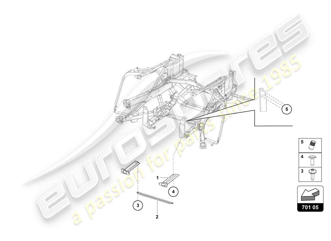 lamborghini ultimae (2022) parte trasera del marco de acabado diagrama de piezas