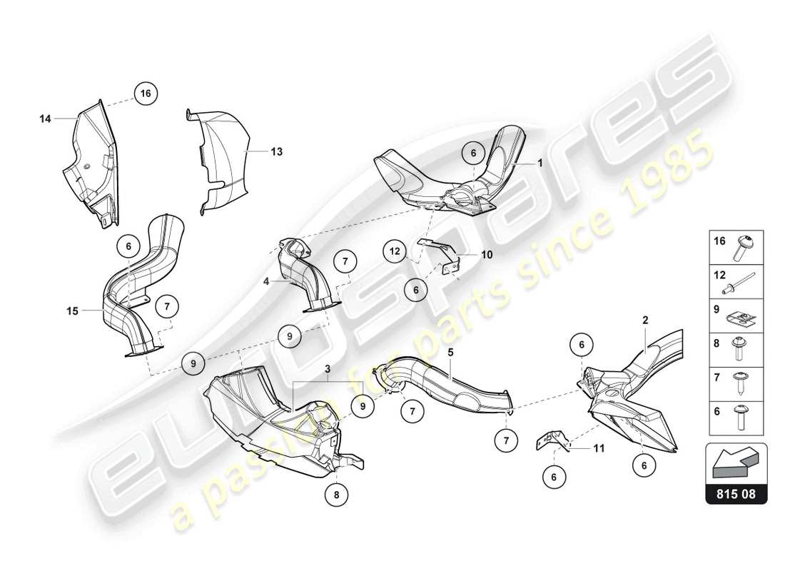 lamborghini ultimae (2022) diagrama de piezas de cartón para conductos de aire