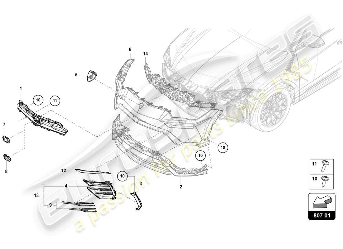 lamborghini urus (2022) inserto para parachoques delantero esquema de piezas