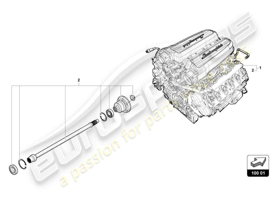 lamborghini evo coupe (2023) diagrama de piezas del motor