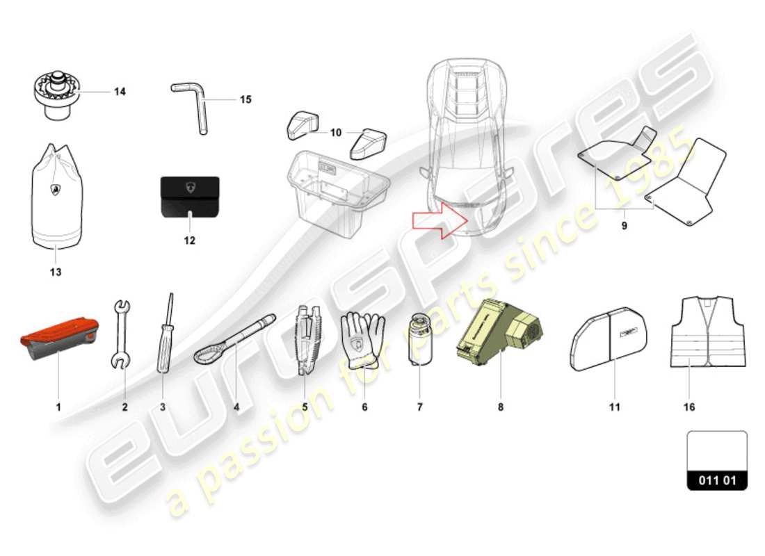 lamborghini tecnica (2024) herramientas del vehículo diagrama de piezas