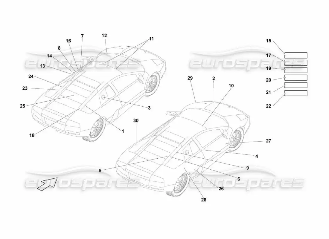 lamborghini murcielago lp670 placas de nombre diagrama de piezas