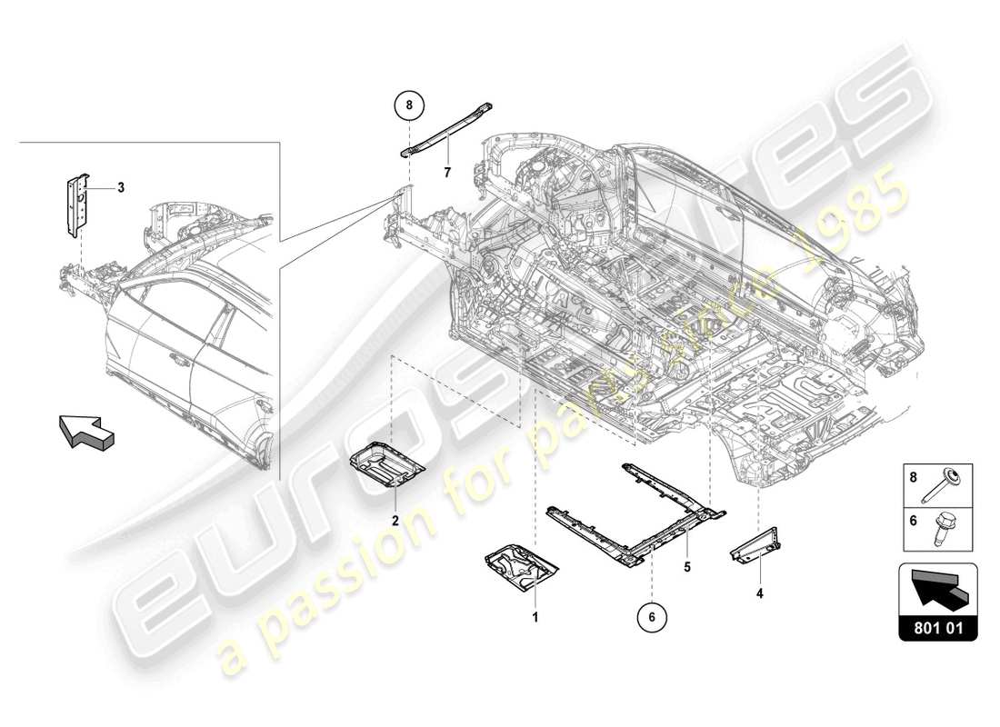 lamborghini urus (2020) retenedor para bateria diagrama de pieza
