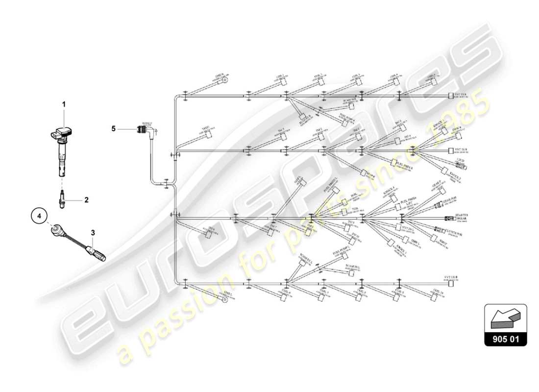 lamborghini super trofeo evo 2 (2022) diagrama de piezas impianto di accensione