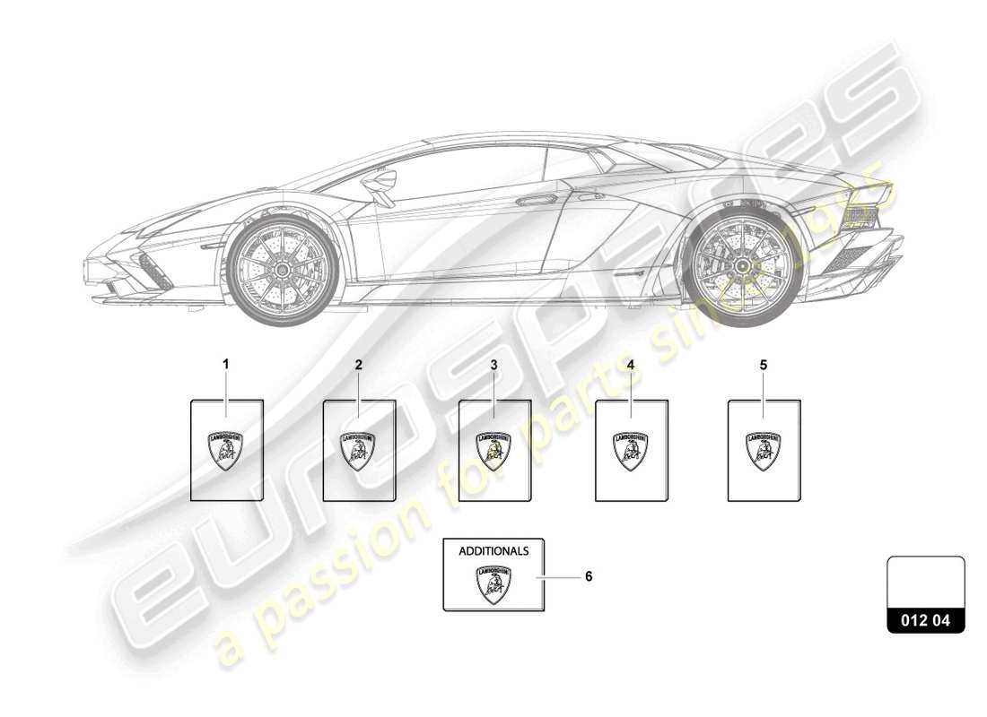 lamborghini ultimae (2022) 1 establecer literatura del vehículo diagrama de piezas