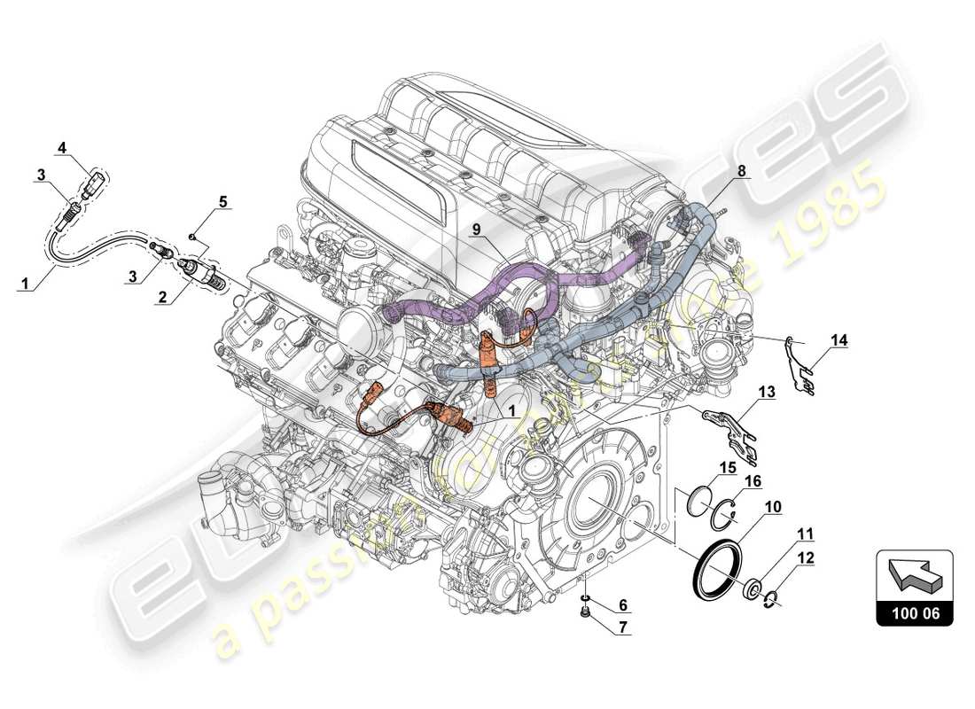 lamborghini gt3 evo (2018) piezas adicionales del motor diagrama de piezas