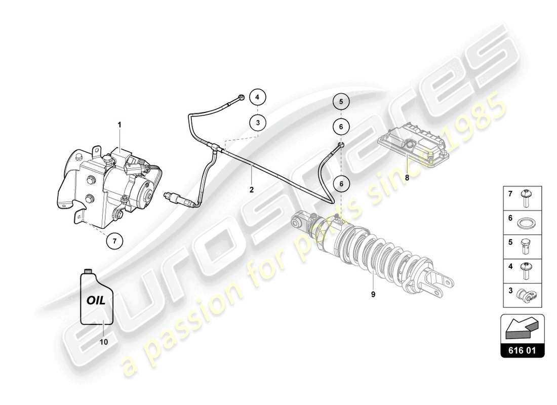 lamborghini ultimae (2022) dispositivo de elevación diagrama de piezas