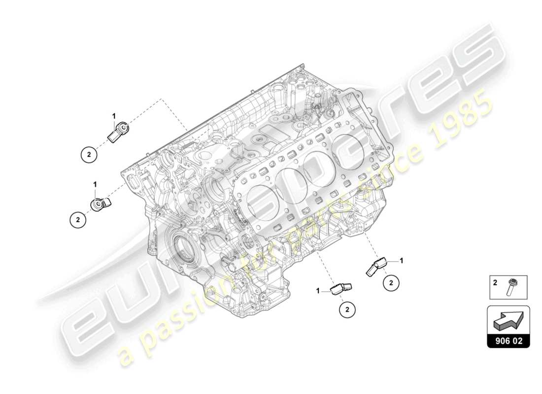 lamborghini urus performante (2023) diagrama de piezas del sensor de detonación