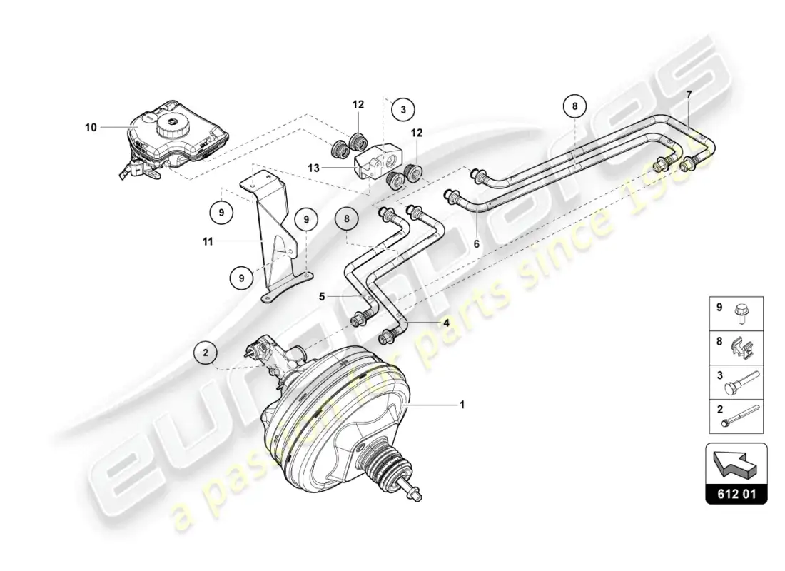 lamborghini lp700-4 roadster (2017) servo freno diagrama de piezas