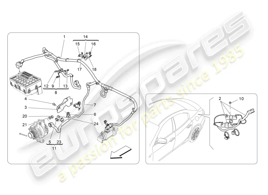 maserati ghibli (2016) cableado principal diagrama de piezas