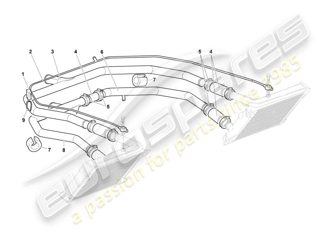 lamborghini reventon diagrama de piezas del sistema de refrigeración del refrigerante